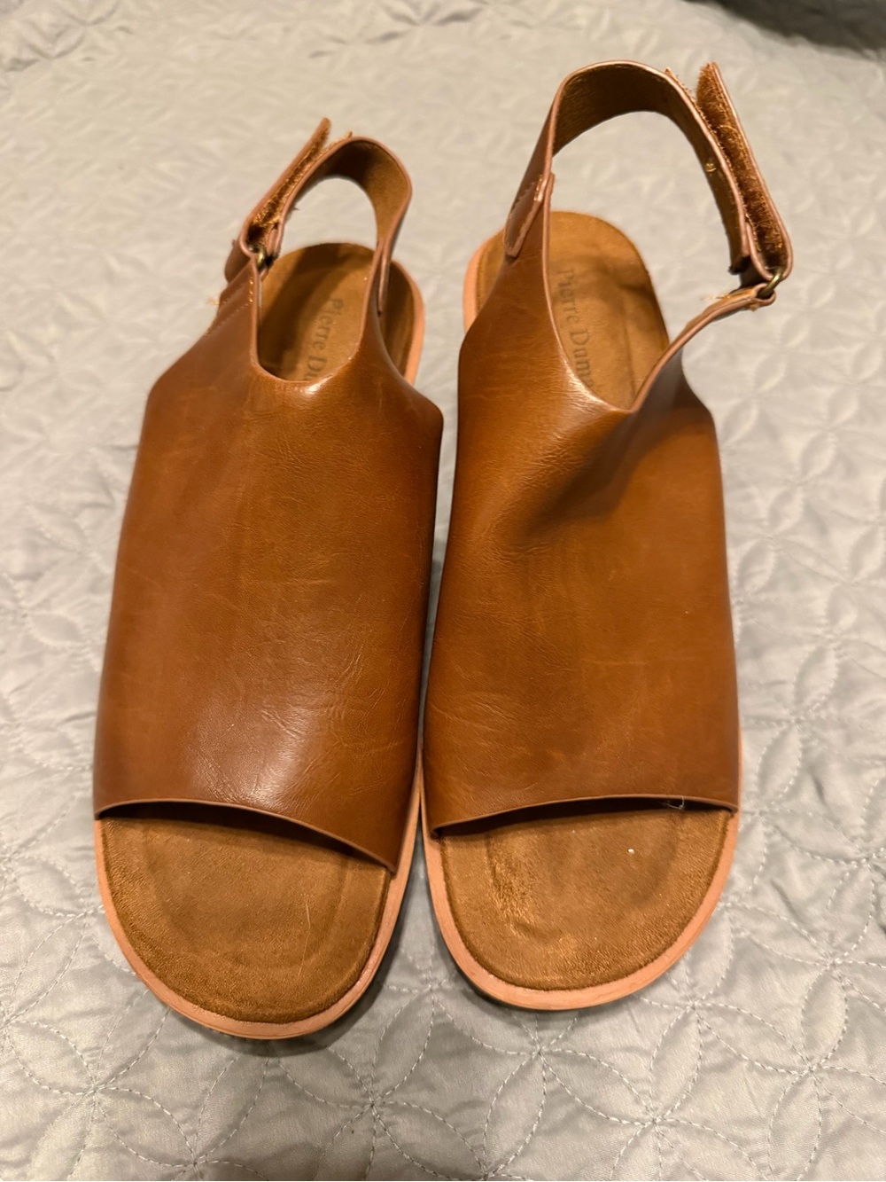 Pierre Dumas Cognac Brown Open-Toe Slingback Sandals